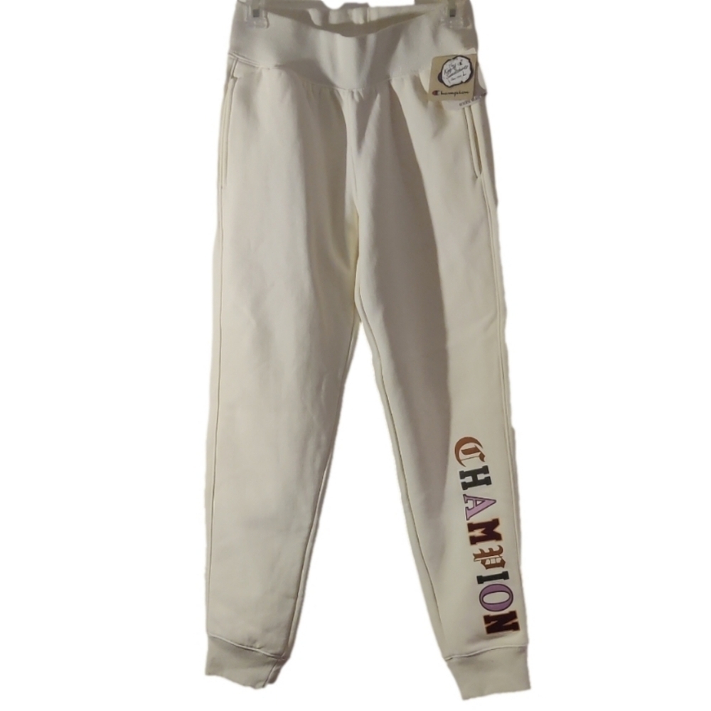 Champion Life Reverse Weave Joggers Old English Chalk White NWT Size Small